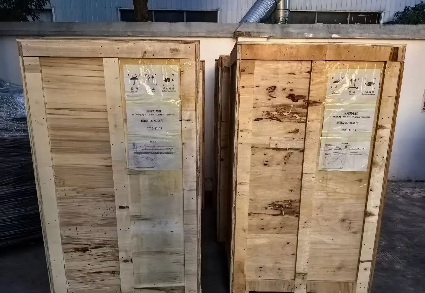 Two timber cases prepared for EV charger export